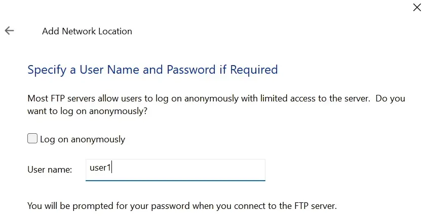 FTP Username 