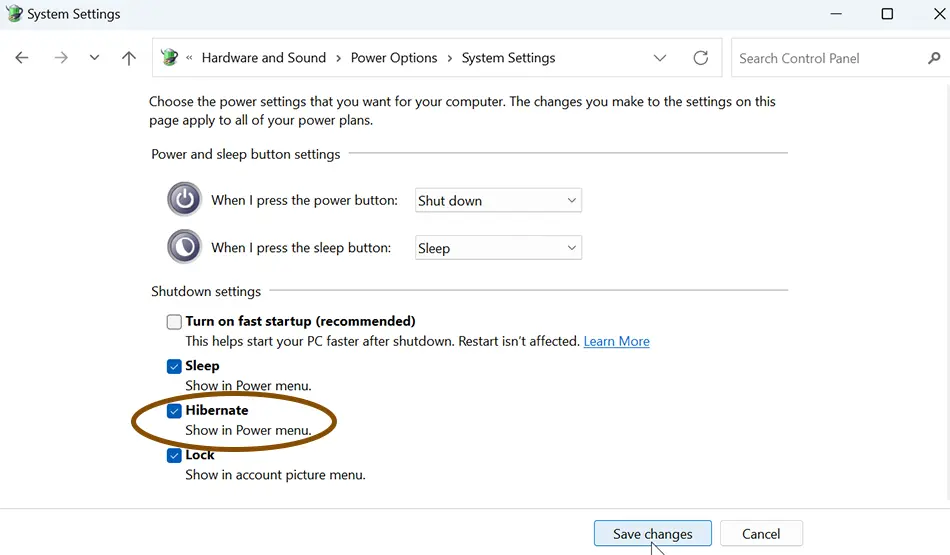 Enable Hibernate in Windows 11