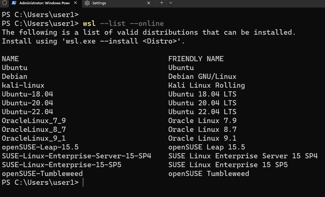 wsl 2 linux distributions