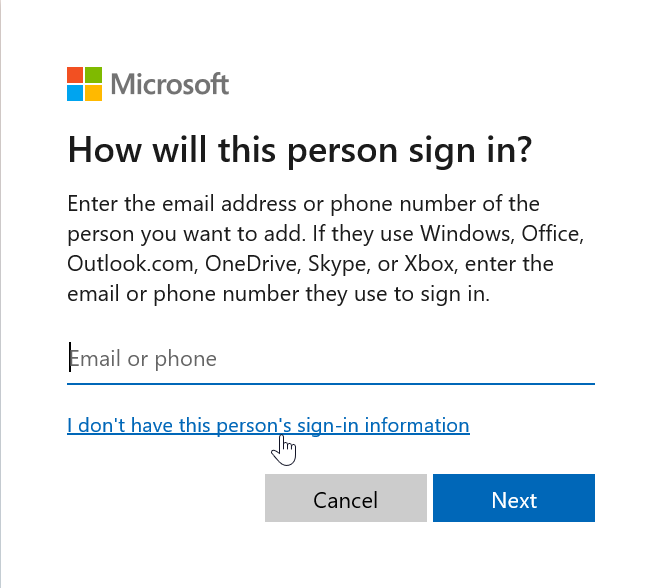 I don't have this person's sign-in information