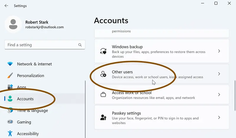 create user account on windows 11