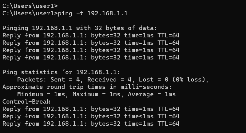 cmd ping statistics