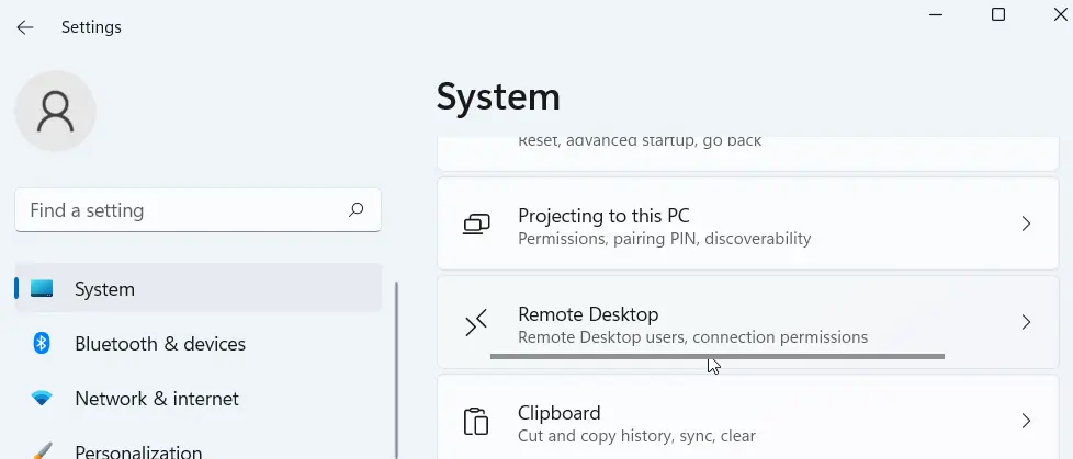 windows 11 remote desktop setting