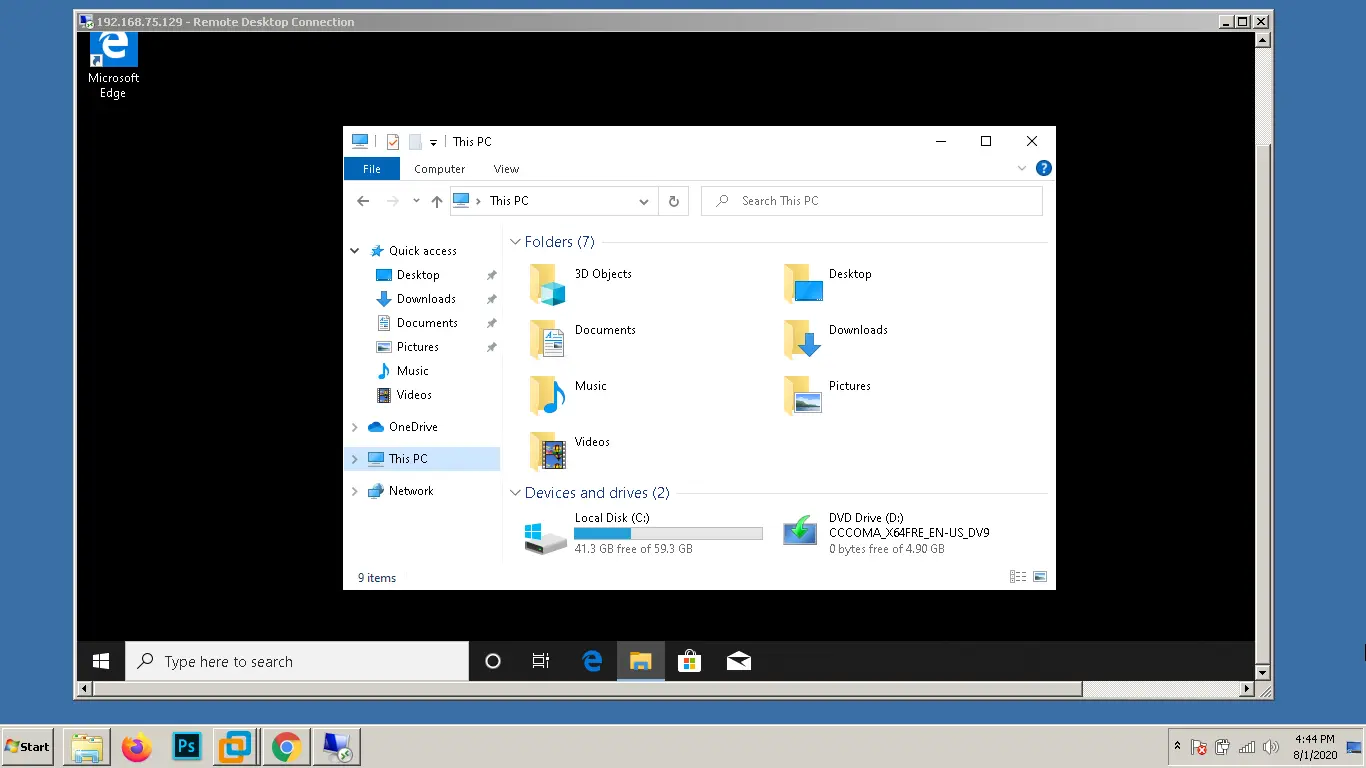 remote desktop connection to windows 10 from windows 7