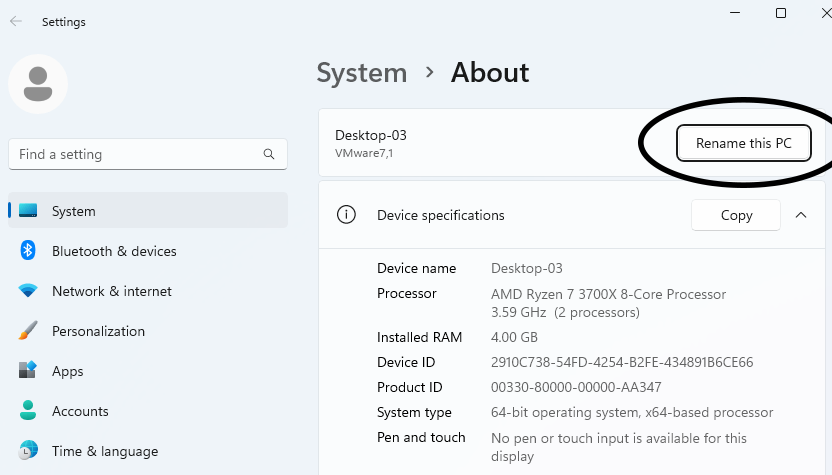 rename this pc windows 11