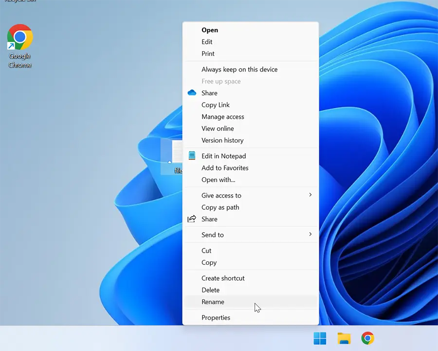 Old right-click menu on Windows 11.