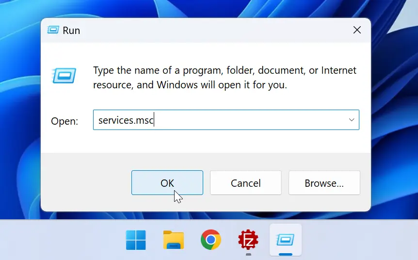 Open the Windows Services window