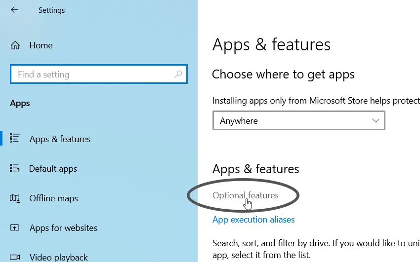 Windows 10 Apps and features