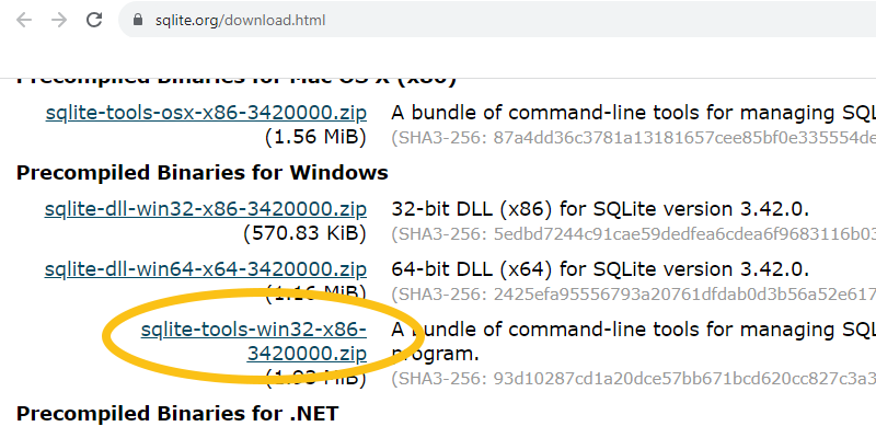 Download sqlite3 for Windows 10/11