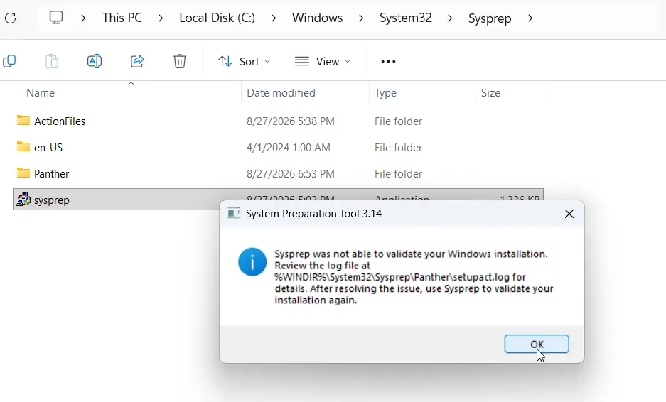 Sysprep Was Not Able to Validate Your Windows Installation