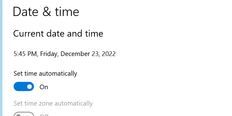 Set time automatically windows