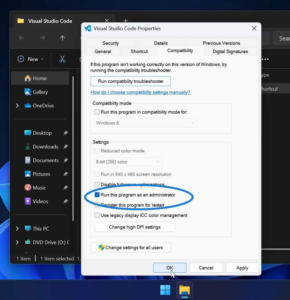 Run VSCode as Administrator